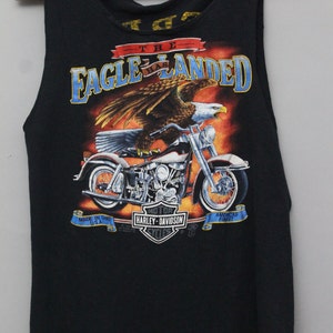 Vintage 3D-embleem Harley Davidson T-shirt motorfiets tanktop papier dun noodlijdend California Eagle-logo mouwloos T-shirt