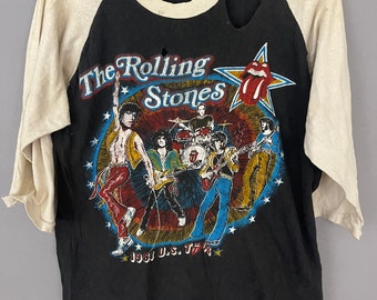 Rolling Stones 1981 Tour concert T-shirt, raglan Faded Shirt, original print 3/4 Sleeve Rock n’ Roll distressed, beat to hell Tee! Rare!