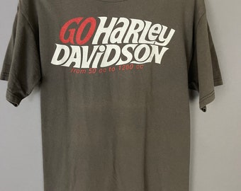Vintage Harley Davidson motor-T-shirt, bikershirt "Go Harley" legergroen T-shirt HDOLP