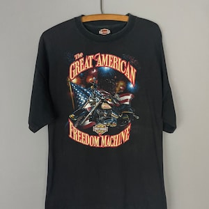 Vintage T-shirt Harley Davidson motorfiets jaren 80, motor-T-shirt American Freedom, Californië