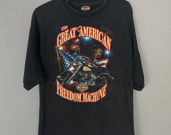 80s Harley Davidson vintage T-shirt, motorcycle biker tee American Freedom, California