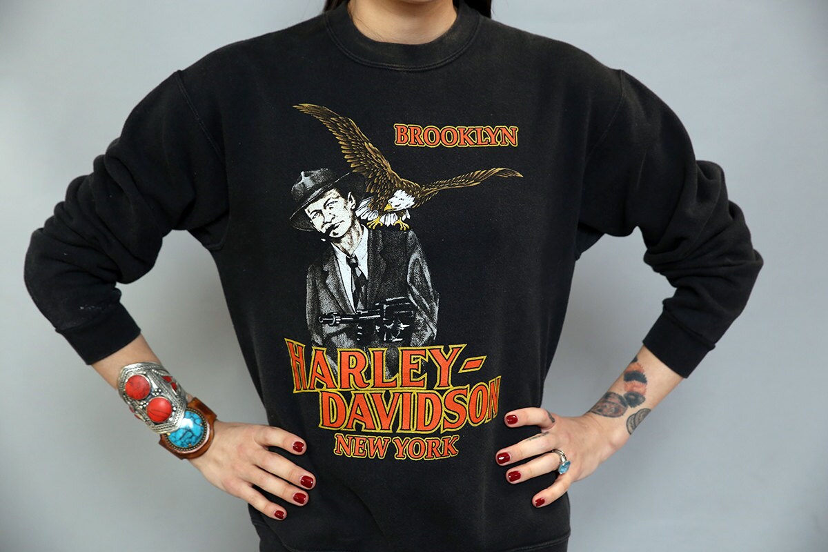 Harley Davidson Vintage Sweatshirt Brooklyn New York RARE Logo