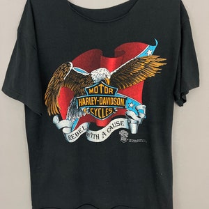 Vintage Harley Davidson motocyklowa koszulka T-shirt, 80s HDOLP motocyklowa koszulka 50/50 miękka, cienka koszulka „Spread Eagle” 1987