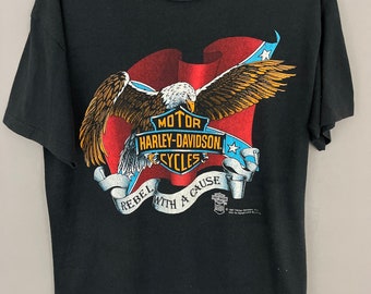 Vintage Harley Davidson motorcycle T-shirt, 80s HDOLP biker shirt 50/50 soft, thin tee “Spread Eagle” 1987