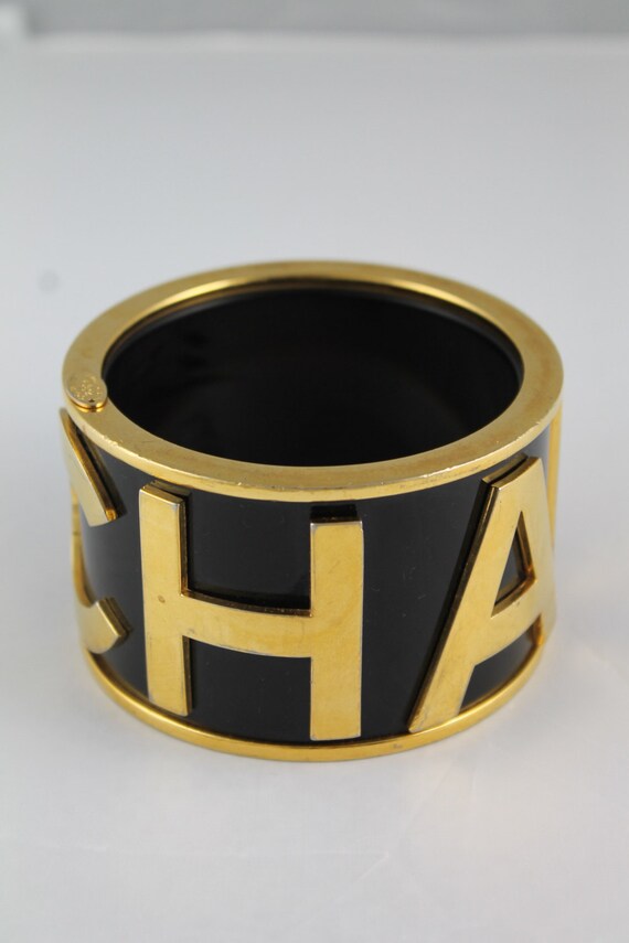 Chanel CC Logo Name Bangle Statement Bracelet Cuf… - image 1