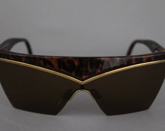 Yves Saint Laurent YSL Logo Designer Tortoise Shield Frame