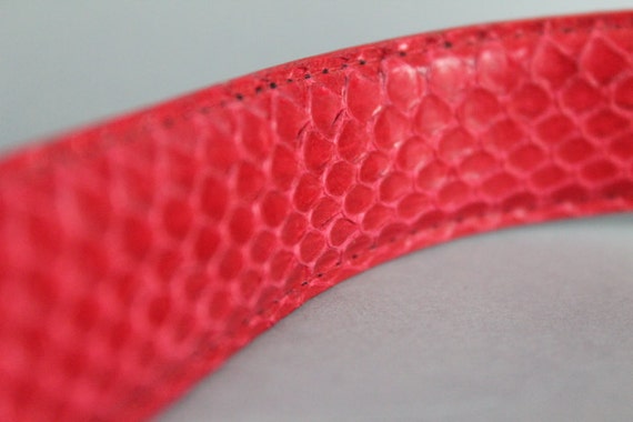 Red Genuine Snake Skin Belt with Gold Belt Buckle - image 5