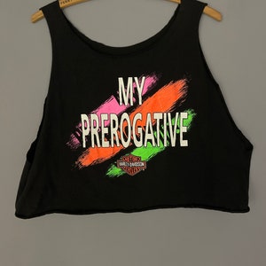 Vintage Harley Davidson motorcycle 90s neon tank top “My Prerogative” crop top, beach cover up, T-shirt bar and shield logo HDOLP