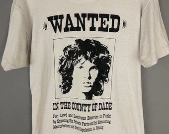 希少Jim Morrison Tシャツ　WANTED XL ビンテージ Buy Vintage RARE Jim Morrison the Doors T-shirt “wanted” Arrest