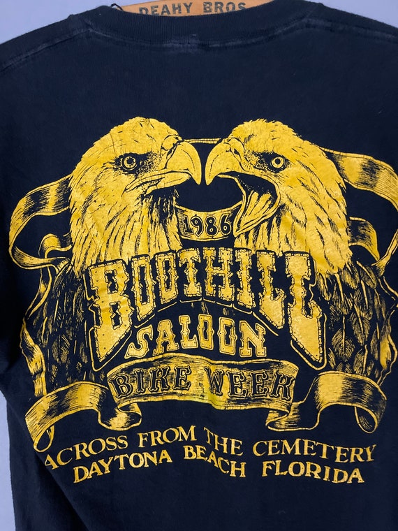 Vintage biker T-shirt Boothill Saloon 1986 pocket… - image 6