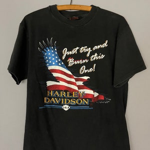 Koszulka Harley Davidson w stylu vintage patriotyczna, flaga amerykańska, plaża Daytona na Florydzie