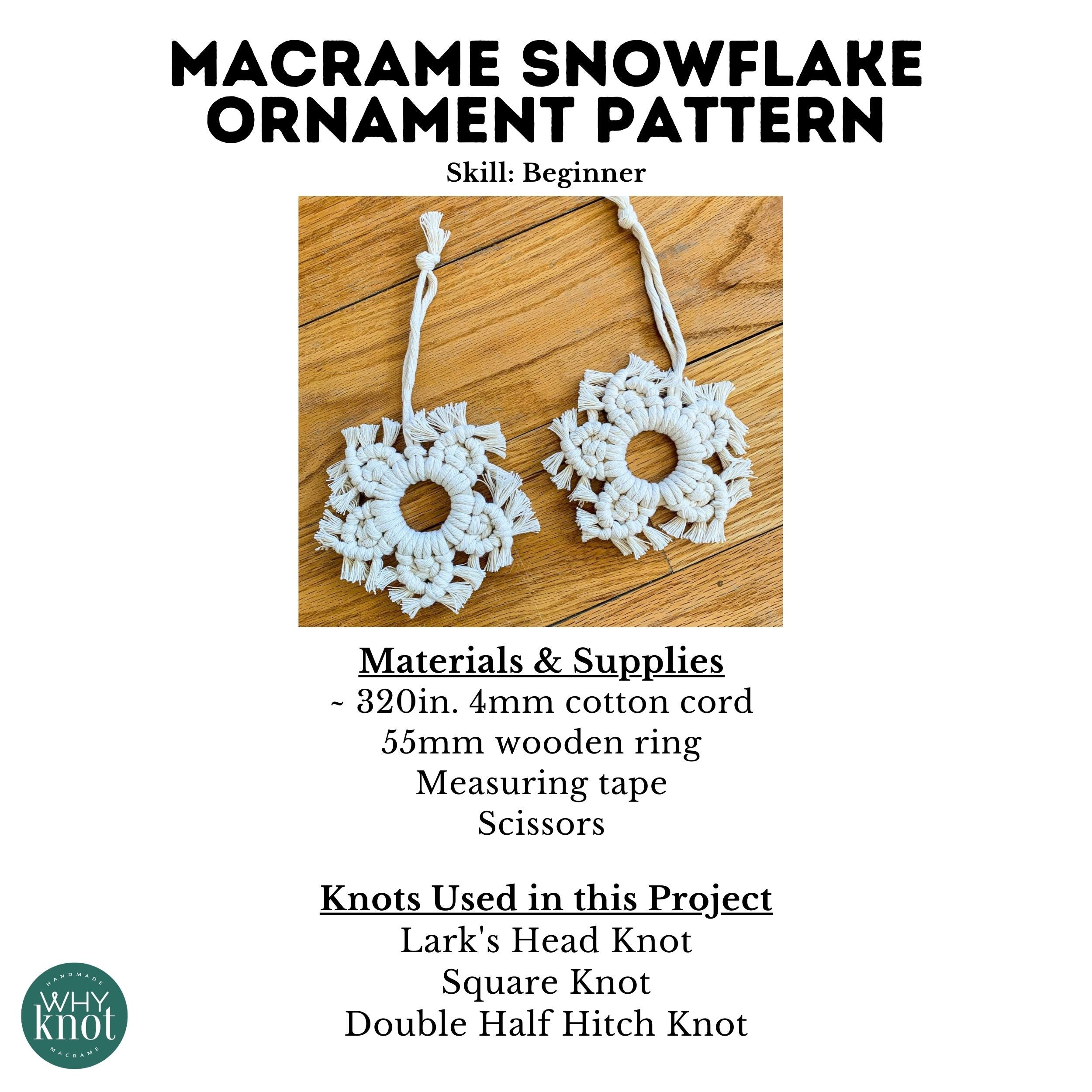 Macrame Snowflake Pattern Macrame Christmas Ornament Pattern, Macrame Snowflake Ornament Pattern ...