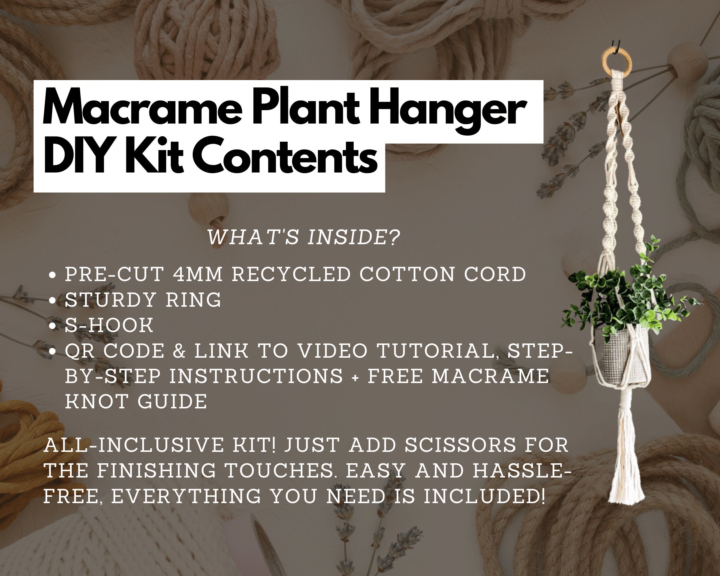 Macrame Plant Hanger DIY Kit and Tutorial - Etsy