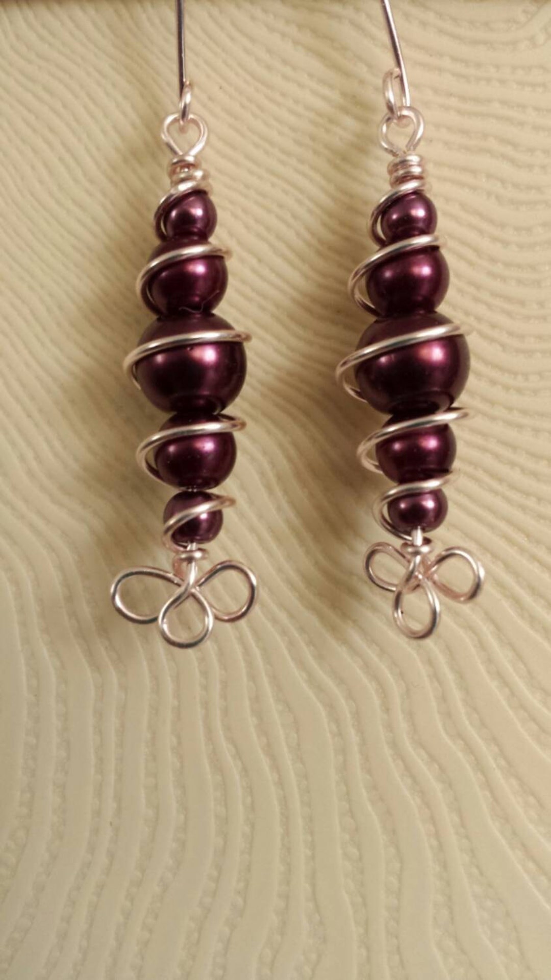 Beautiful Burgundy Pearls Wrapped in Pink Silver Wire With a - Etsy