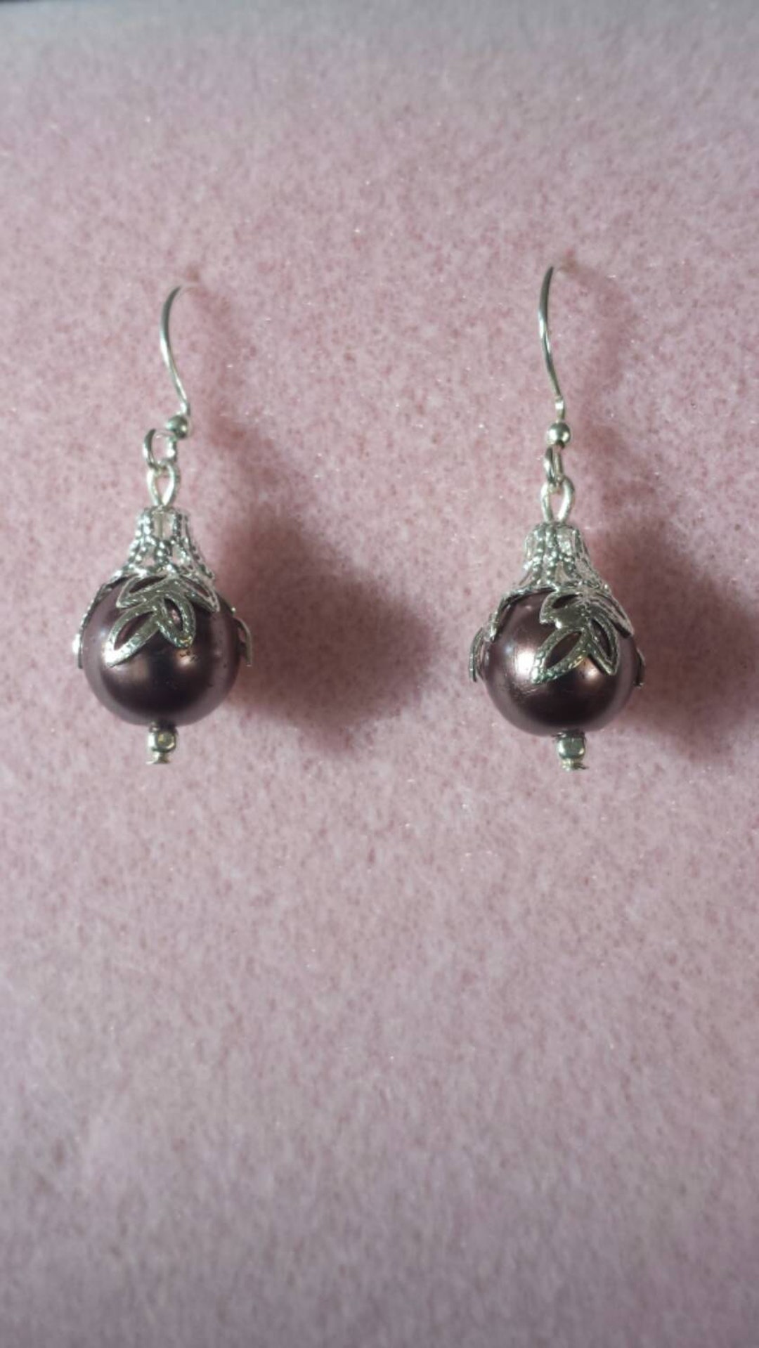 Black Silver Pearl Beading on Burgundy Lt. Gold