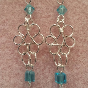 Celtic Rings with Swarovski crystals and wire earrings