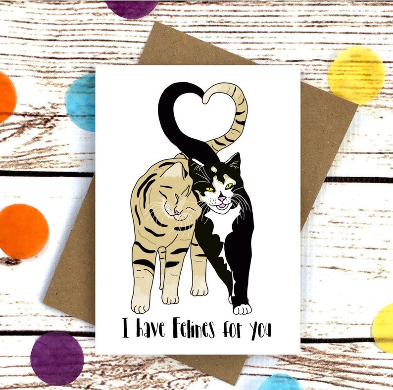 I Have Felines for You Valentines Love Card Animal Cat Pun Etsy Australia