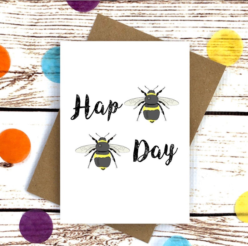 Birthday Card / Bee Pun / Hap BEE BEE Day Etsy