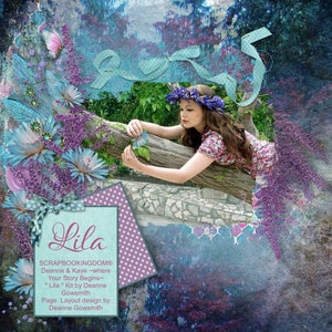 Kit per scrapbooking femminile -LILA- Kit per scrapbooking deliziosamente femminile con nastri, splendidi fiori e bellissimi colori