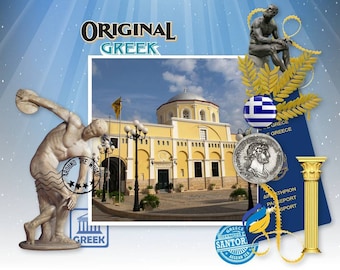 GREECE Digital Scrapbooking Kit  67 embellishments and 19 Papers , urns, statues, coins, Greek theme Travel, Vacation
