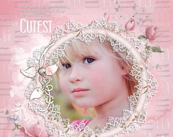 Passion For Pink Digital Scrapbooking Kit feminine scrapbook Papers and embellishments blushing shades of pinks, word sayings, flowers,