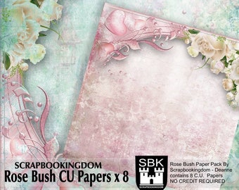 Digital papers with Roses , CU scrapbook papers Rose design commercial use Paper , printable. Pretty Rose cu paper pack - Rose Bush Pack