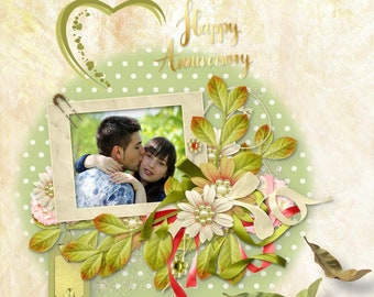 Wedding Anniversary digital scrapbook kit - Would You Do It All Again