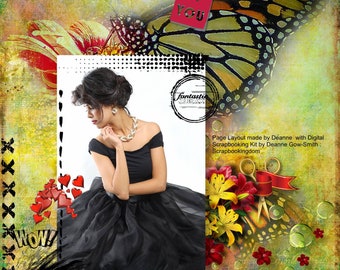 Paper Art Digital MEGA Scrapbook Kit  huge kit with 23 papers and 83 embellishments - striking art designs and colors