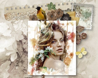 NATURELLE digital Scrapbook Kit  with Neutral tones  for any project 16 Papers and 73 embellishments