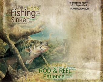 Something Fishy C.U. Paper Pack - High quality papers with fishing theme Liberal  Commercial Use TOU