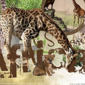 African Digital Scrapbook Kit OUT OF AFRICA - Travel,  vacation  Scrapbooking,Lion, Tiger, giraffe, Elephant, lion cub,African wildlife