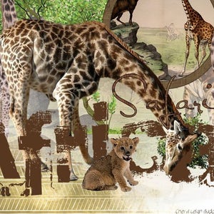 African Digital Scrapbook Kit OUT OF AFRICA Travel, vacation Scrapbooking,Lion, Tiger, giraffe, Elephant, lion cub,African wildlife image 1