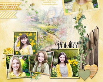 Country Lane digital scrapbook charming country cottage, country garden, 12 country landscape papers