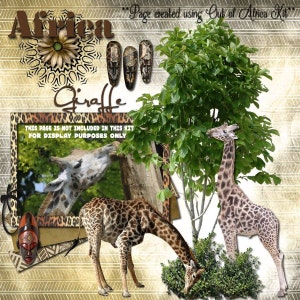 African Digital Scrapbook Kit OUT OF AFRICA Travel, vacation Scrapbooking,Lion, Tiger, giraffe, Elephant, lion cub,African wildlife image 2