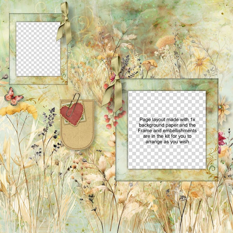 MEADOWS digital scrapbook kit plus 4 QPs .lovely semi casual paper and embies and loads of word art quotes . Earthy colors of nature image 6