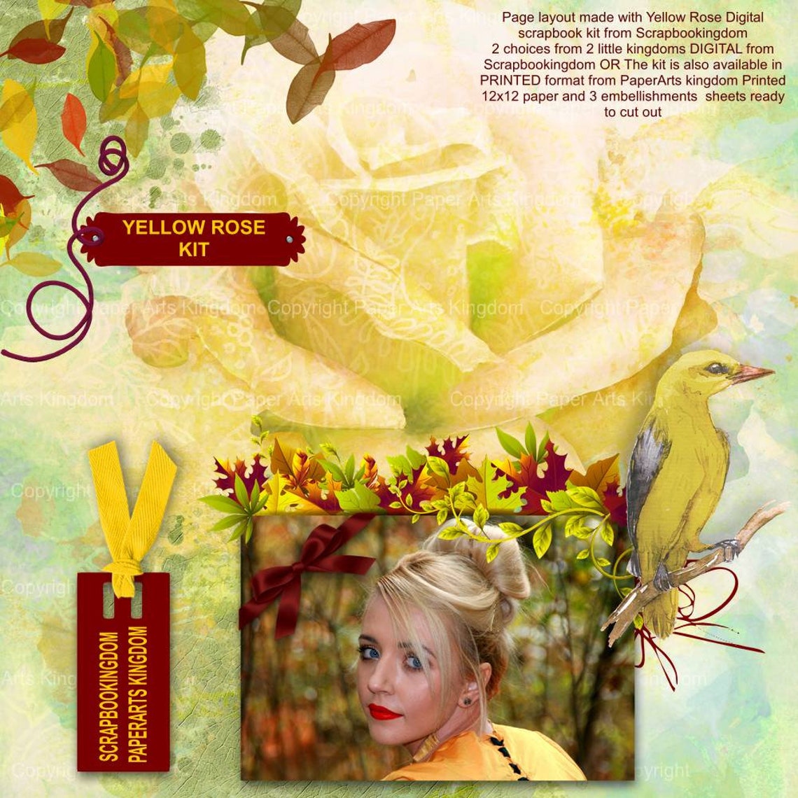 Yellow Roses Digital Yellow Rose Digital Scrapbooking Kit Stunning Yellow Roses Unique Items ...