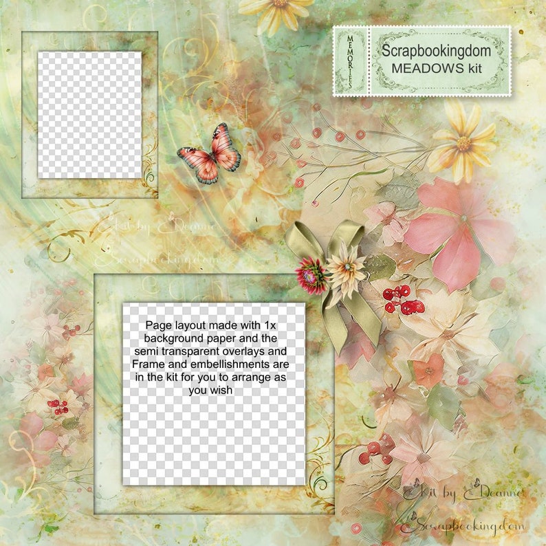 MEADOWS digital scrapbook kit plus 4 QPs .lovely semi casual paper and embies and loads of word art quotes . Earthy colors of nature image 8
