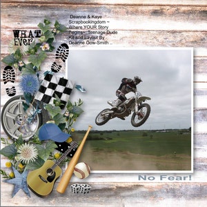 Teenage Boys Scrapbook Kit : TEENAGE DUDE KIT , boys sport and teen activities embellishments and teenager themed papers