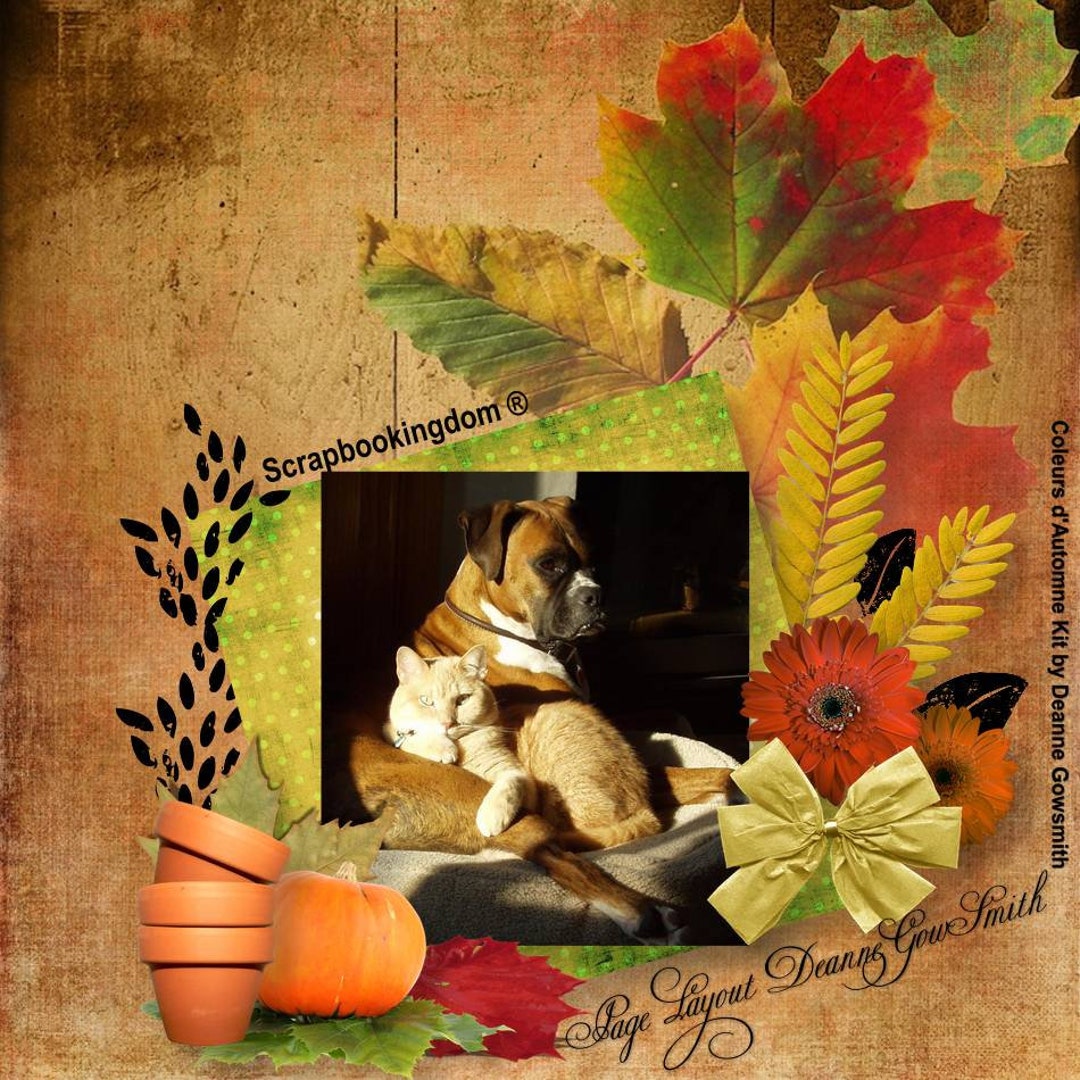 Autumn -fall Digital Scrapbook Kit COULEURS D'AUTOMNE- Fall Leaves and ...
