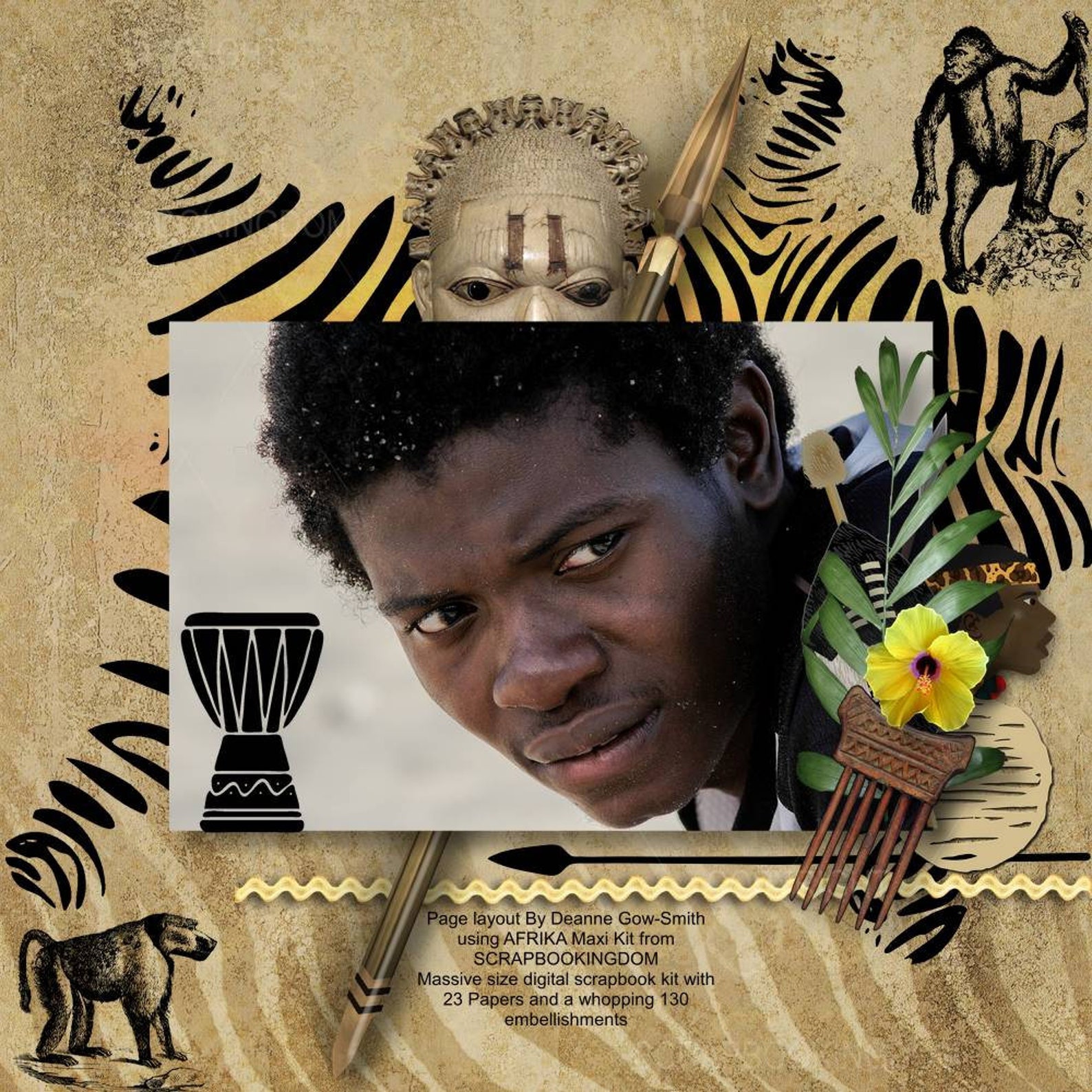 AFRIKA Digital scrapbook kit African theme Animals and | Etsy