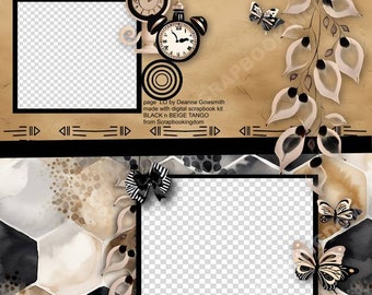 Digital scrapbook kit .. funky geometric style Black n Beige Tango 12 papers and awesome embellishments
