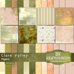 Scrapbook Kit Masculine and Feminine embellishments CLARE VALLEY , full digital scrapbooking kit foliage, jewelery, frames, buttons, books image 3