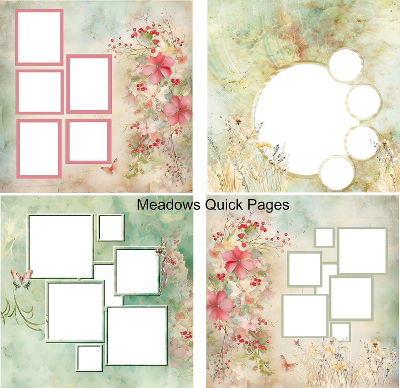MEADOWS digital scrapbook kit plus 4 QPs .lovely semi casual paper and embies and loads of word art quotes . Earthy colors of nature image 4