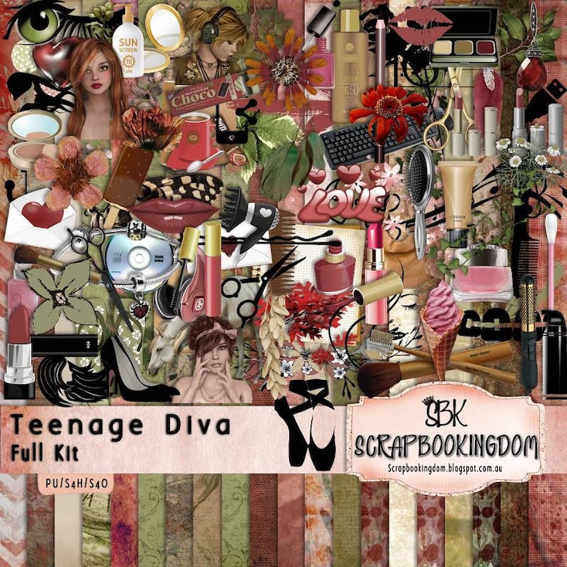 TEENAGE DIVA Digital Scrapbooking Kit Teenage Girl Scrapbook Etsy