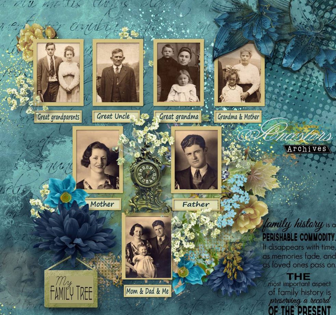 Memory Keeper - Family Tree, Genealogy, Ancestry Digital Scrapbook Kit ...