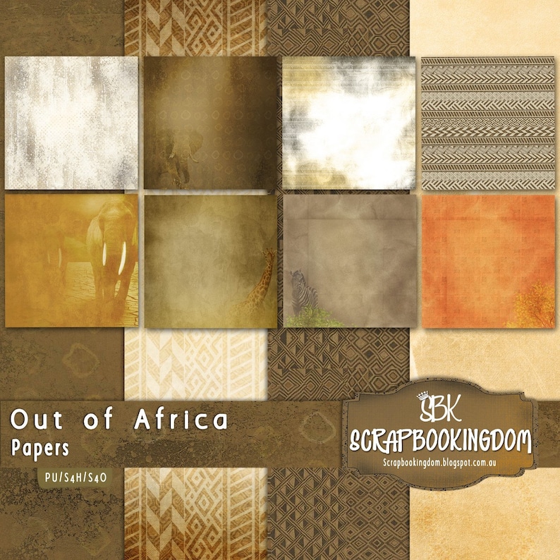 African Digital Scrapbook Kit OUT OF AFRICA Travel, vacation Scrapbooking,Lion, Tiger, giraffe, Elephant, lion cub,African wildlife image 4