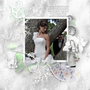 Wedding Memories- Digital Scrapbook Kit  colors can be tweaked to suit any wedding theme .Add your color shadows to semi transparent embies