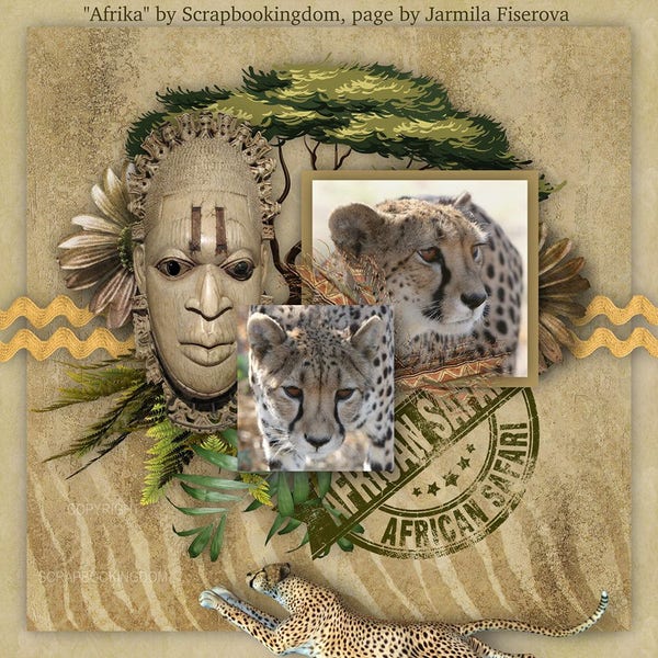 AFRIKA - Digital scrapbook kit, African theme Animals and embellishments  Design & Customize your own Pages 23 papers -130 embellishments