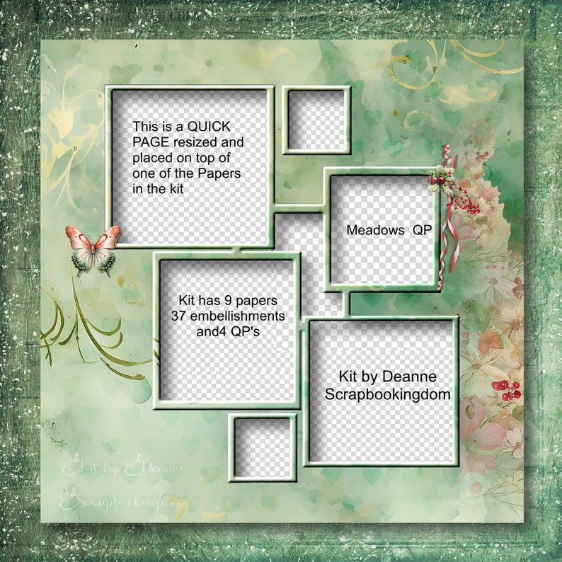 MEADOWS digital scrapbook kit plus 4 QPs .lovely semi casual paper and embies and loads of word art quotes . Earthy colors of nature image 10