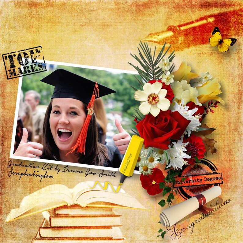 Graduation Scrapbooking Kit University Degrees, Wordart Stamps